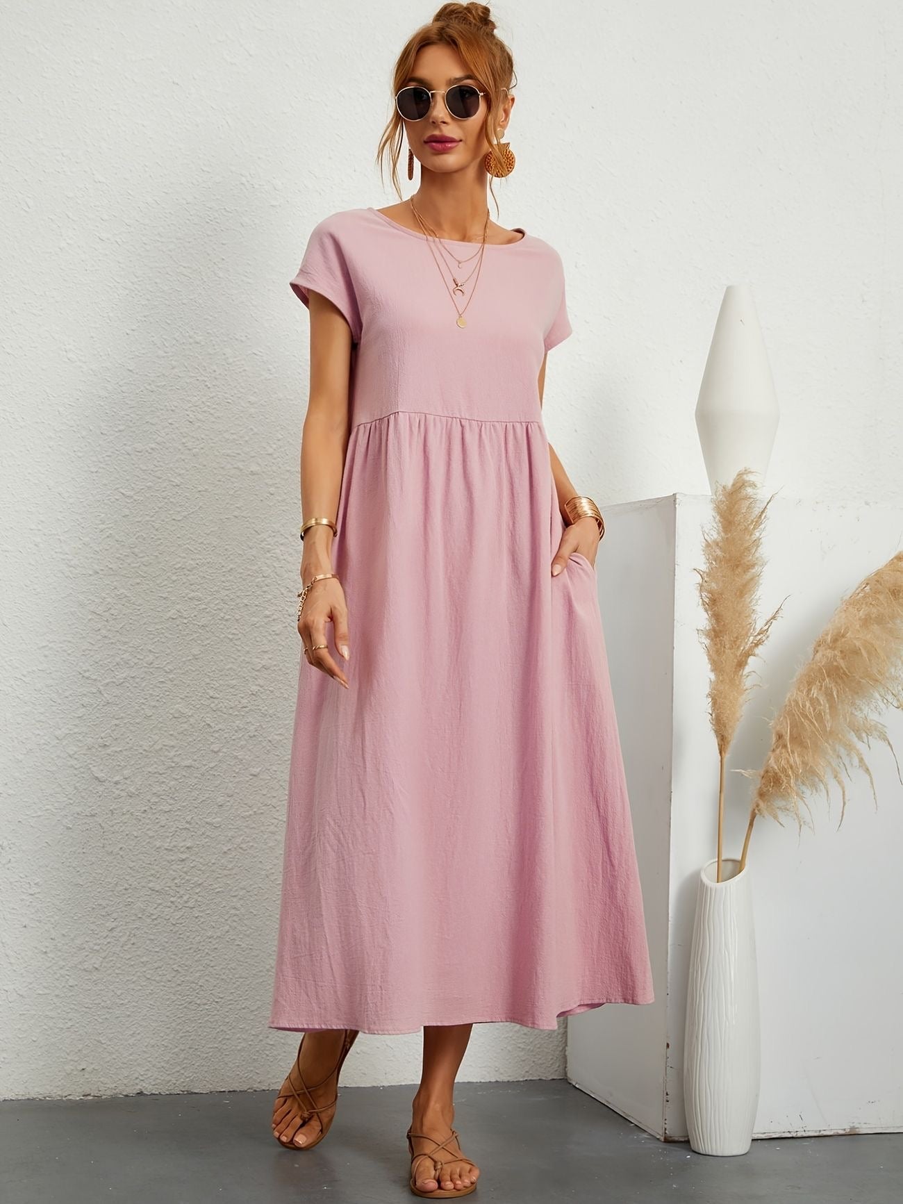 Graceful Round-Neck Dress