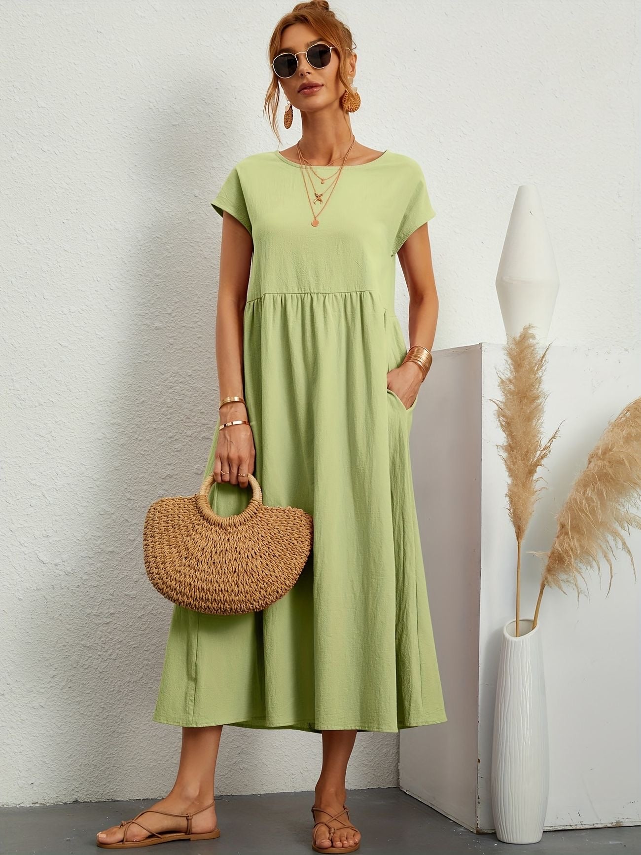 Graceful Round-Neck Dress