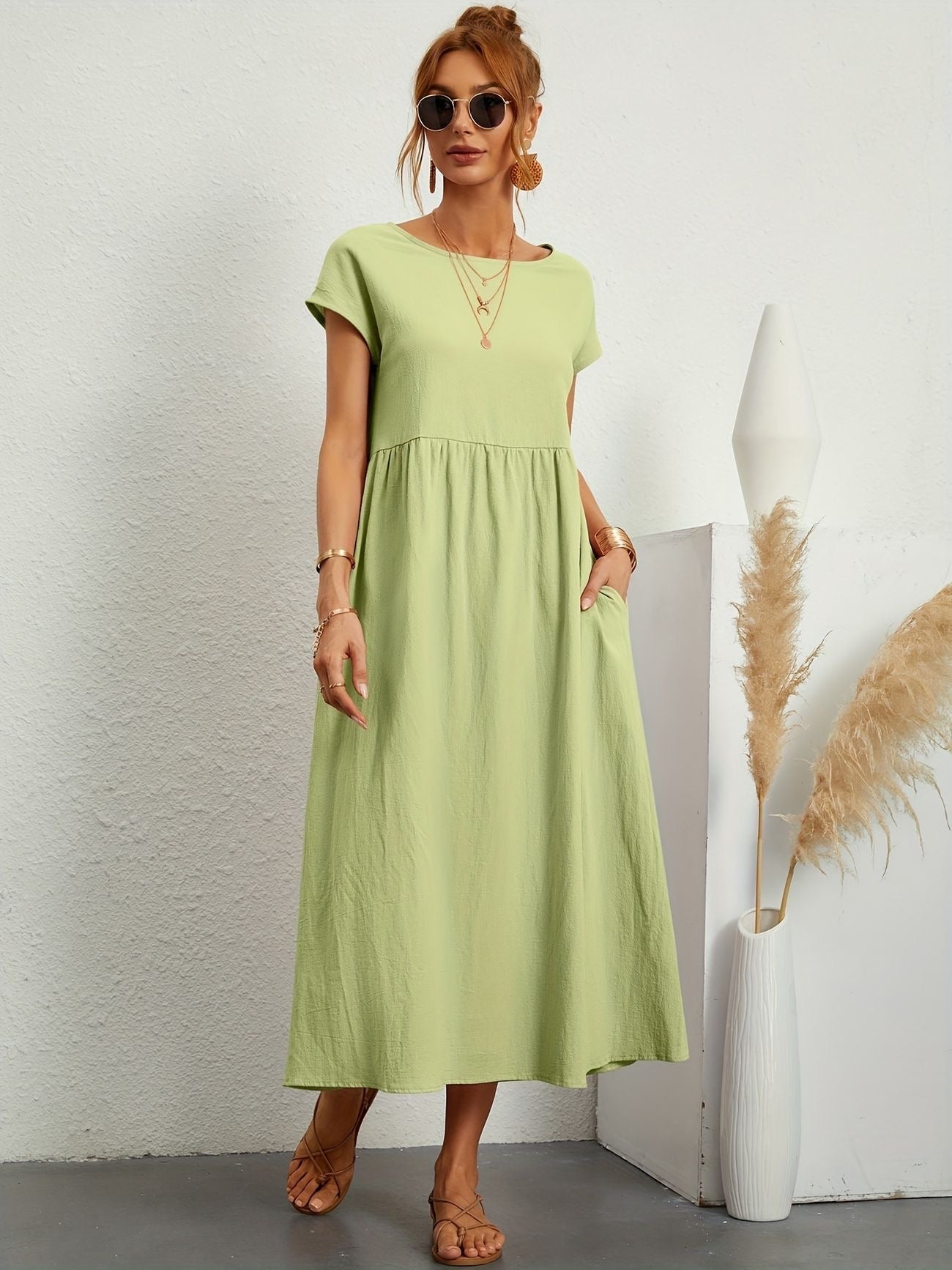 Graceful Round-Neck Dress