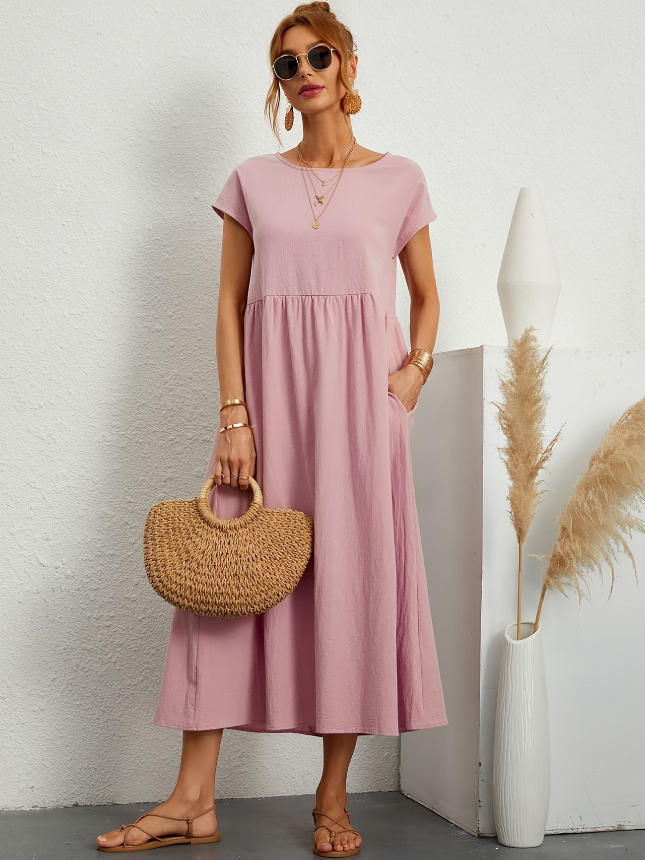 Graceful Round-Neck Dress