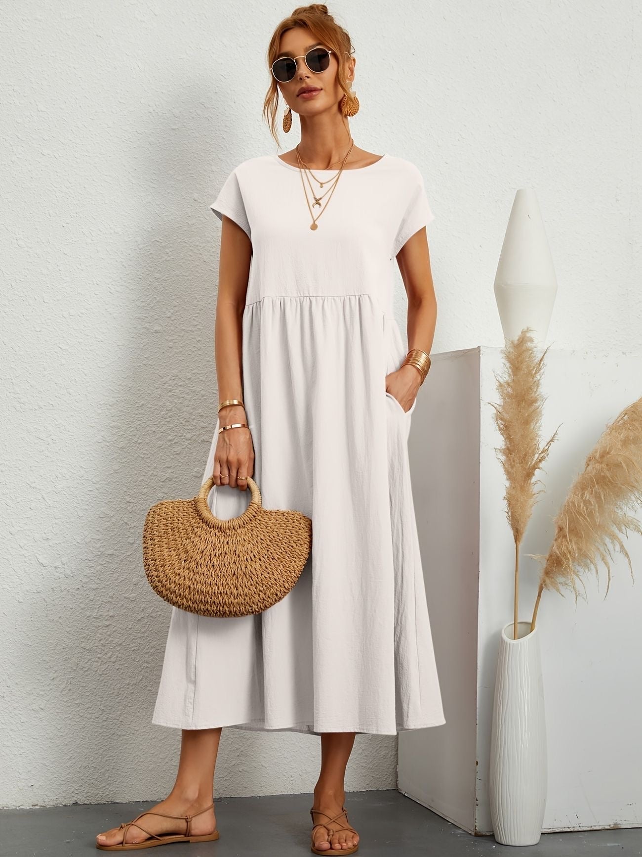 Graceful Round-Neck Dress
