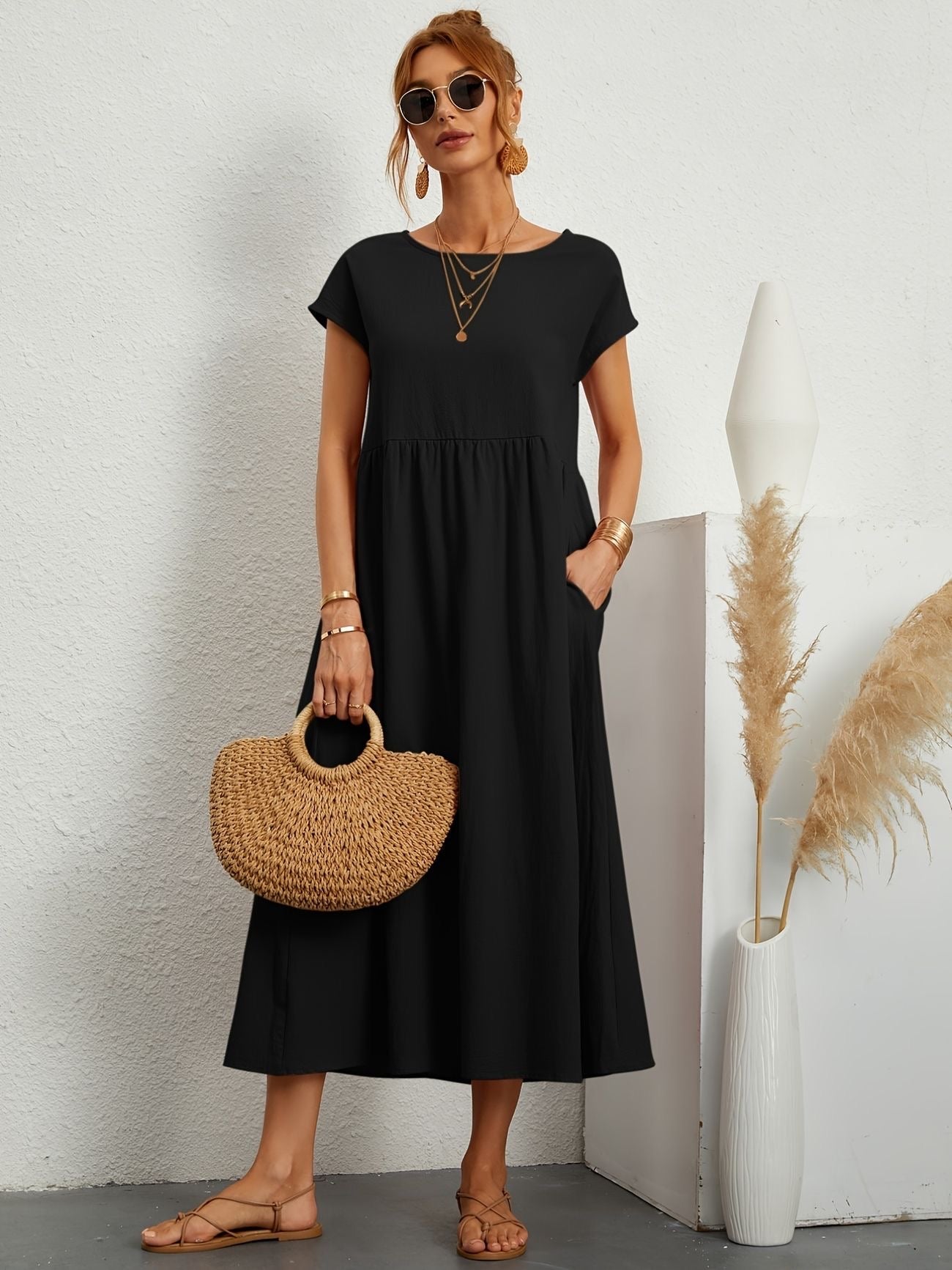 Graceful Round-Neck Dress