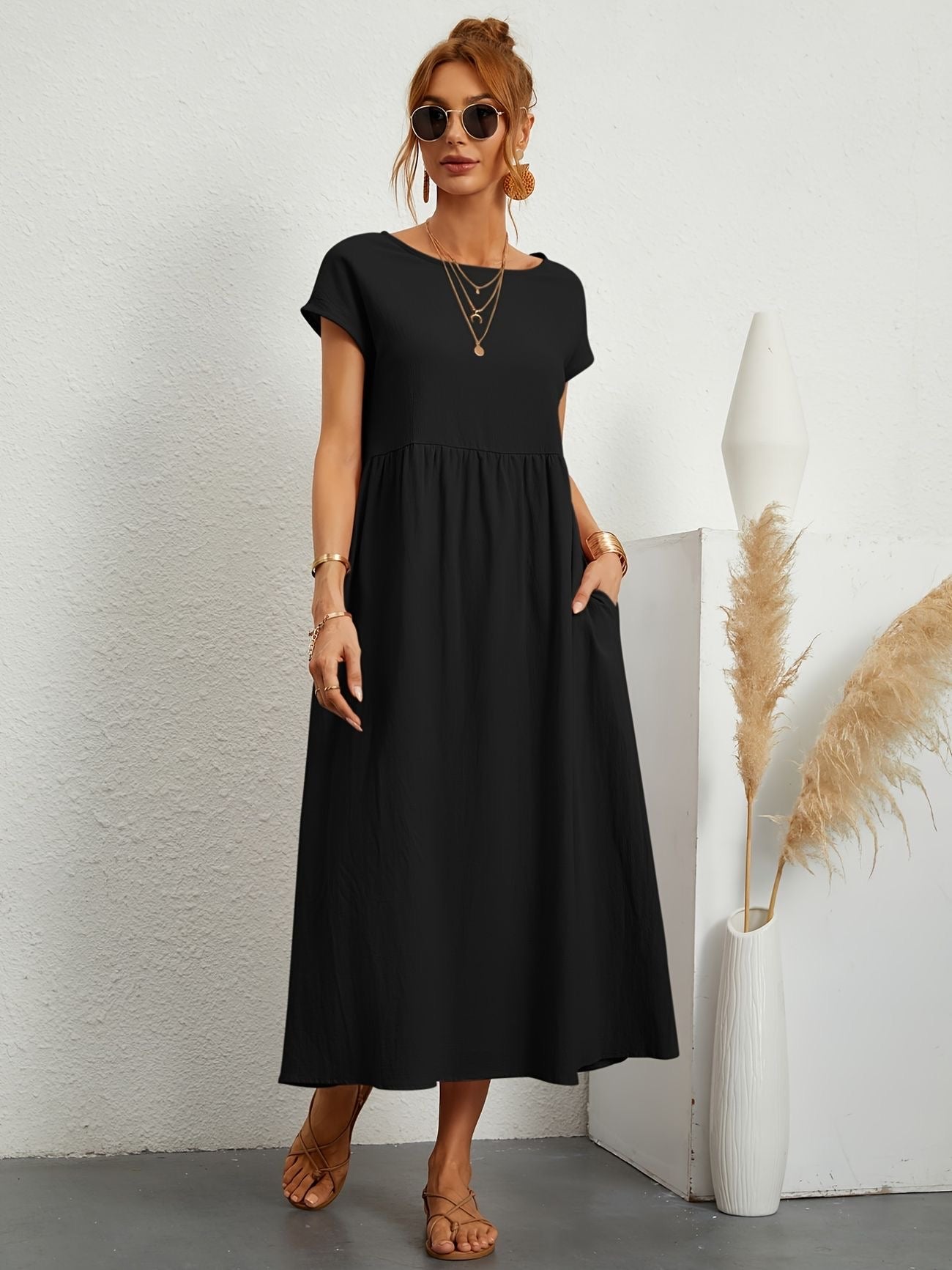 Graceful Round-Neck Dress