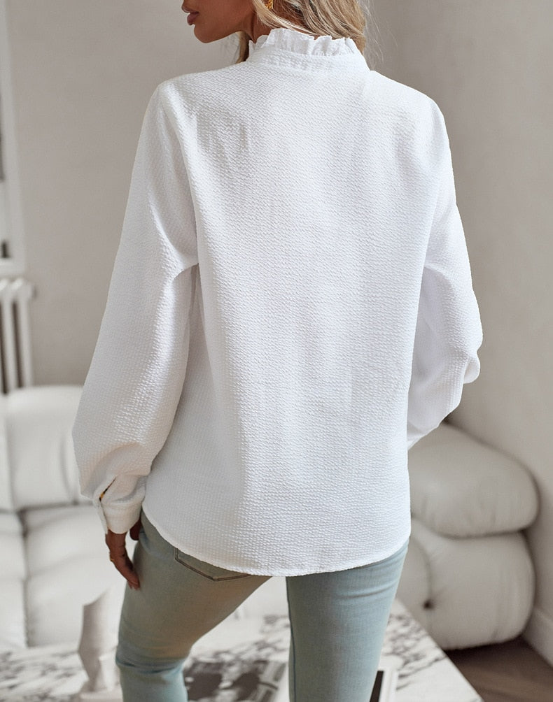 Ruffle-Detail Elegant Shirt