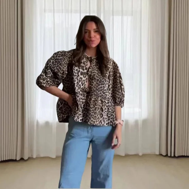 Effortlessly Chic Leopard Statement Blouse