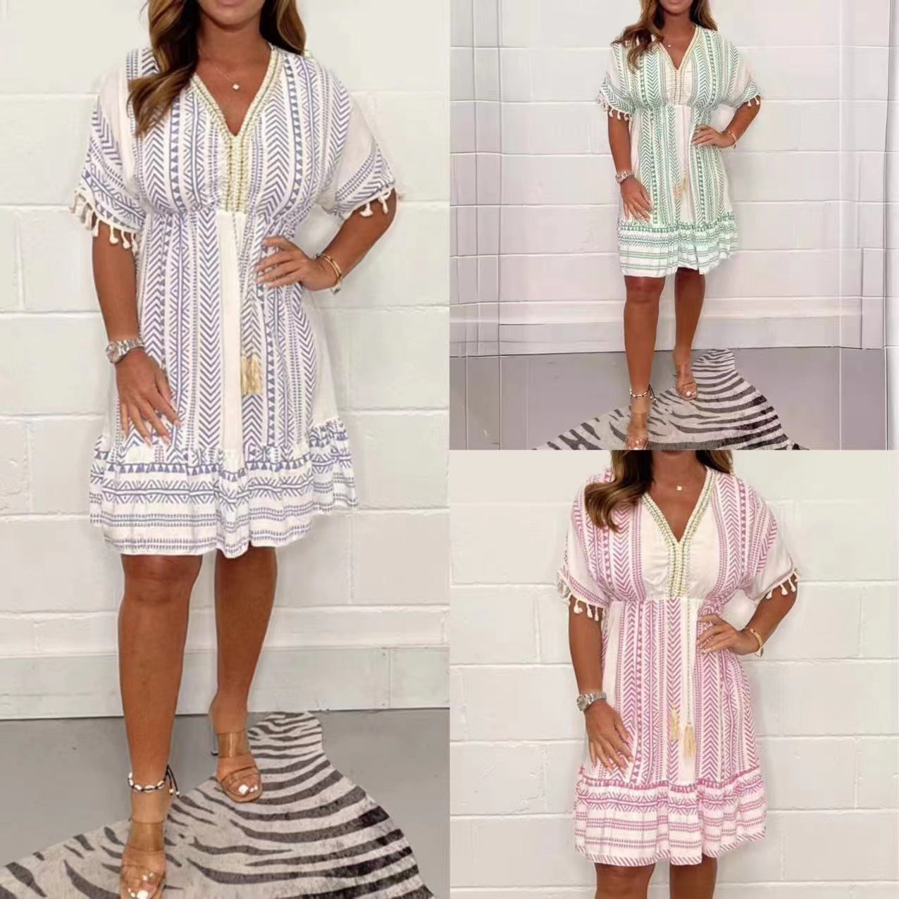 Breezy-Boho V-Neck Dress