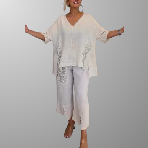 Cooling V-Neck Wide-Leg Set