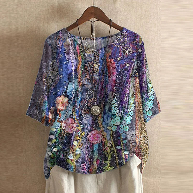 Relaxed-Fit Floral Blouse