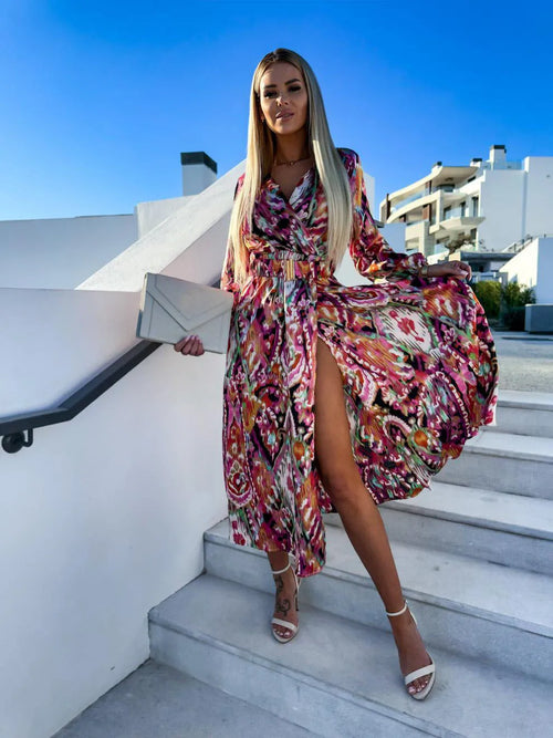 Bohemian V-Neck Maxi Dress