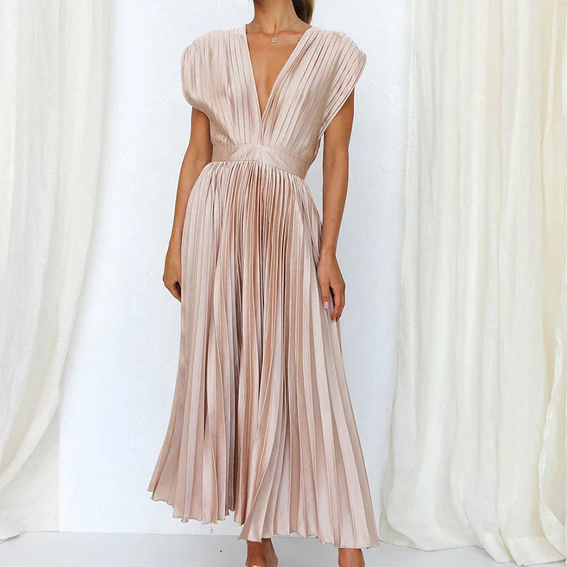 Timeless-Elegance Pleated Dress