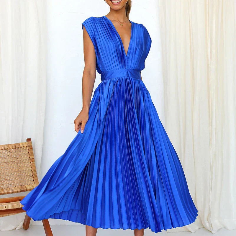 Timeless-Elegance Pleated Dress