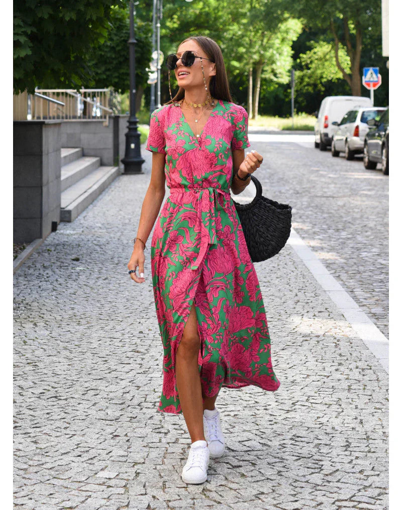 Graceful V-Neck Elegant Dress