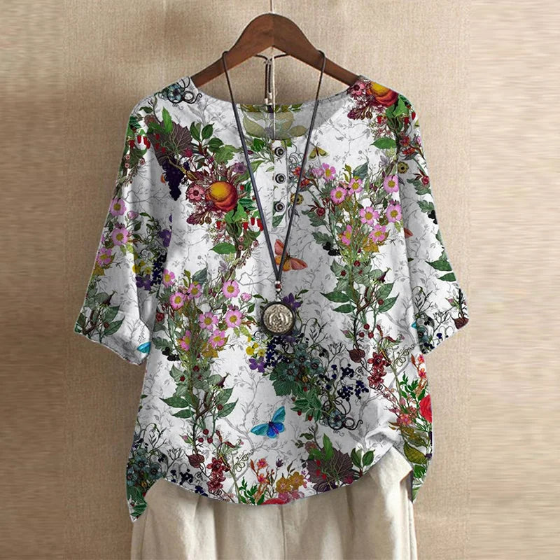 Relaxed-Fit Floral Blouse