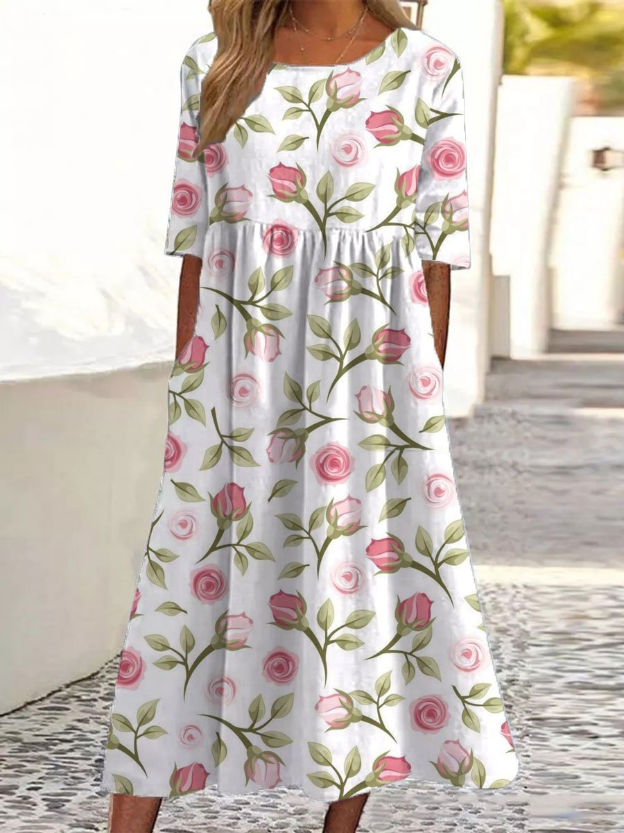 Embroidered-Elegance Midi Dress