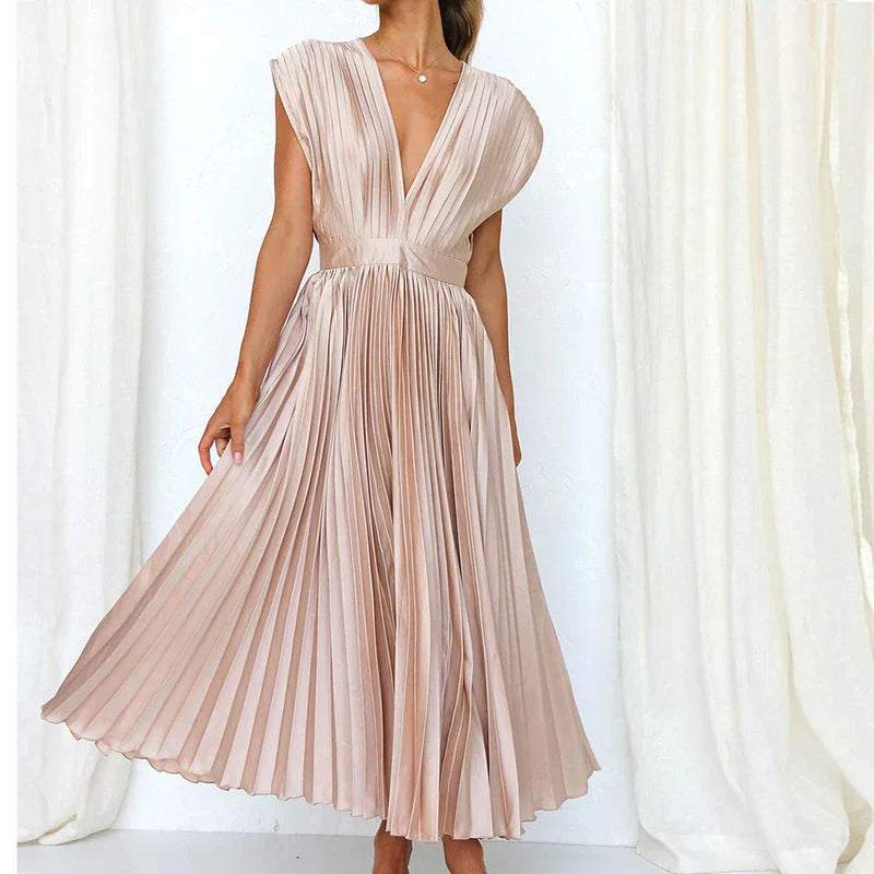 Timeless-Elegance Pleated Dress