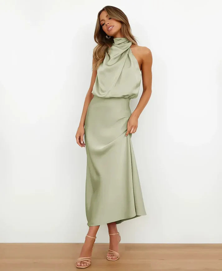 Elegant High-Waist Midi Dress