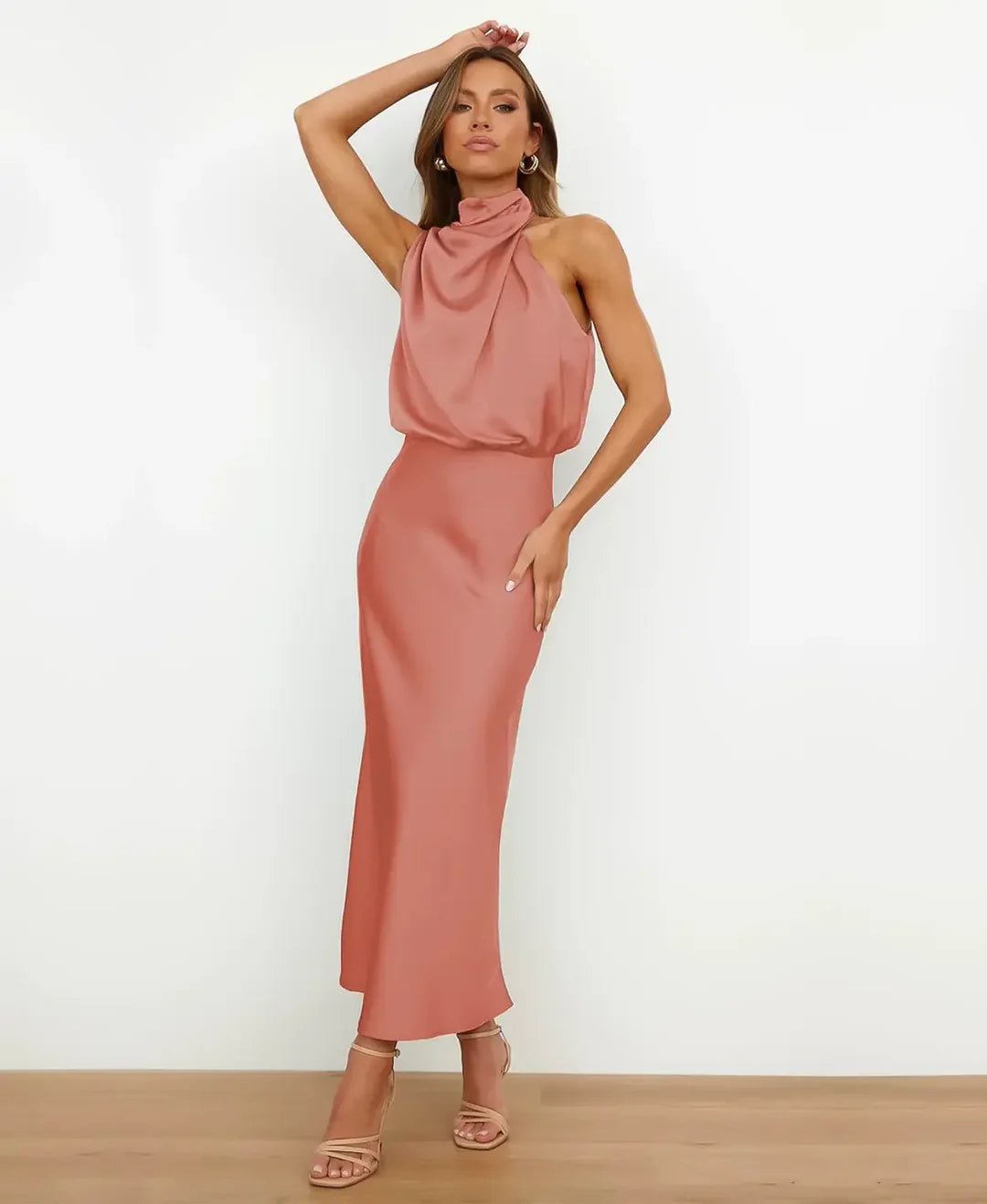 Elegant High-Waist Midi Dress