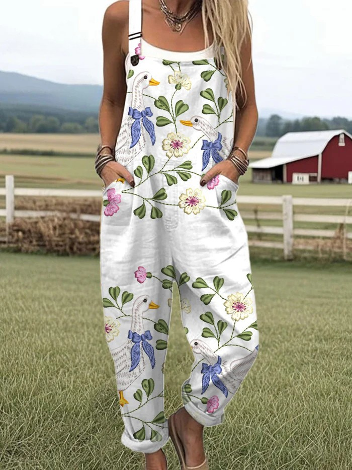 Vintage Floral Comfort Jumpsuit