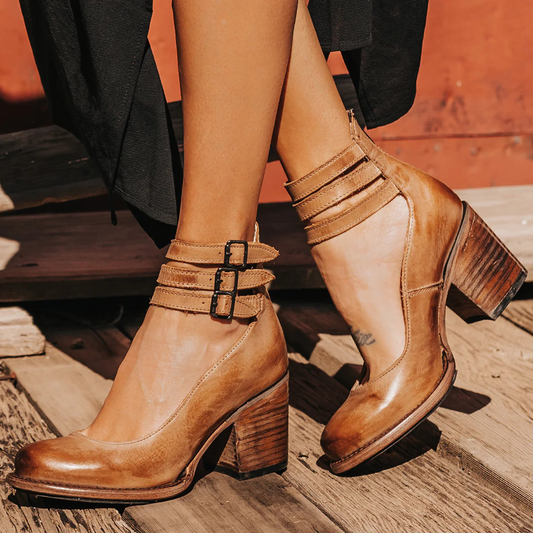 Vintage-Charm Ankle Strap Heels