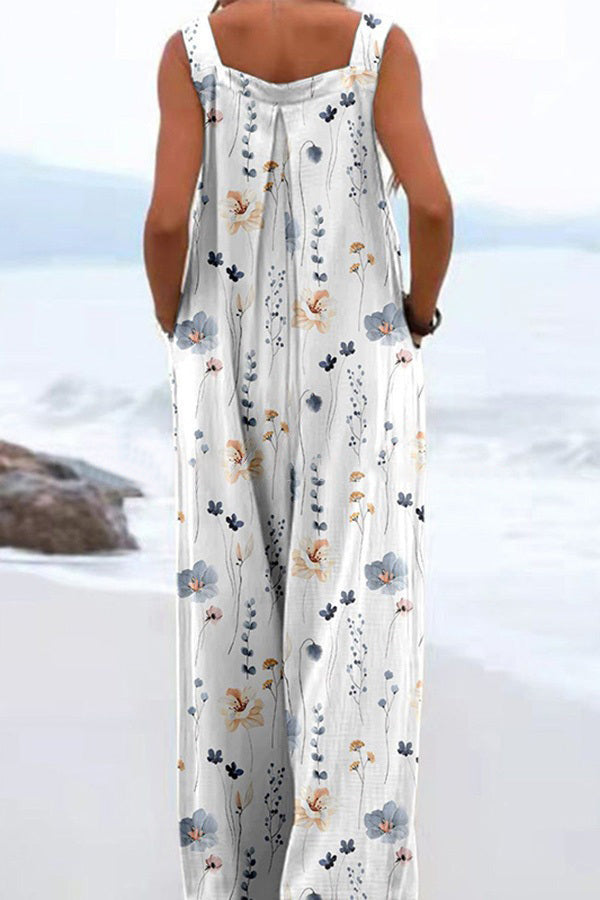 Cooling Plant-Print Jumpsuit