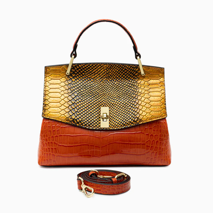 Spacious Snake-Print Shoulder Bag