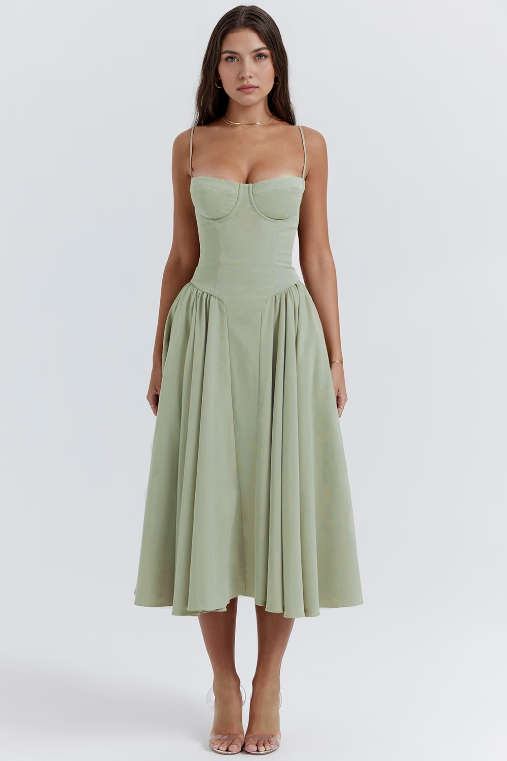Elegant-Twill Midi Dress