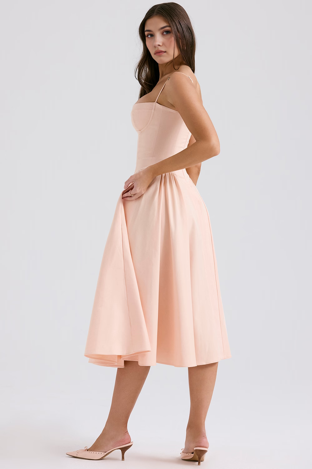 Elegant-Twill Midi Dress