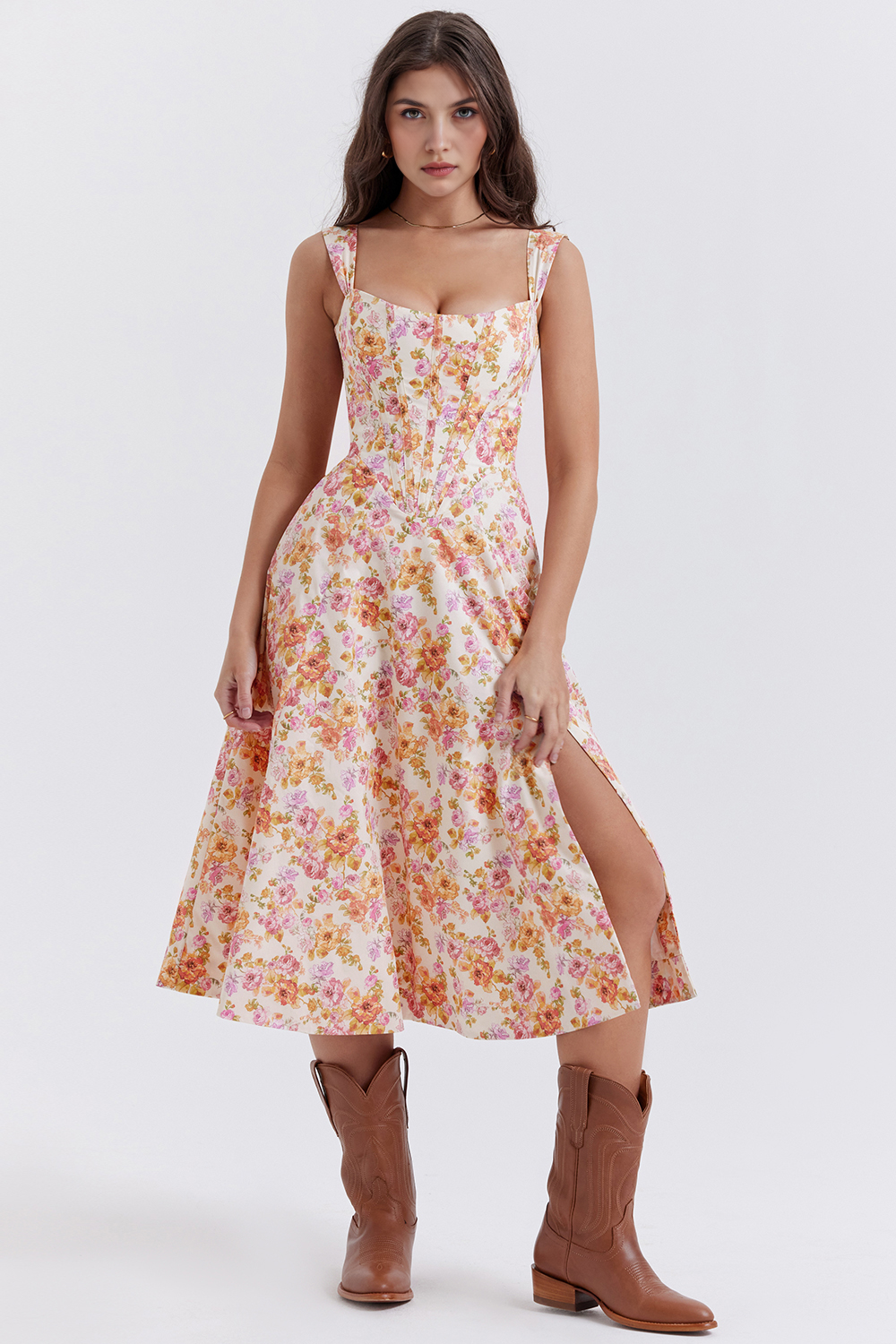 Floral-Fit Midi Dress
