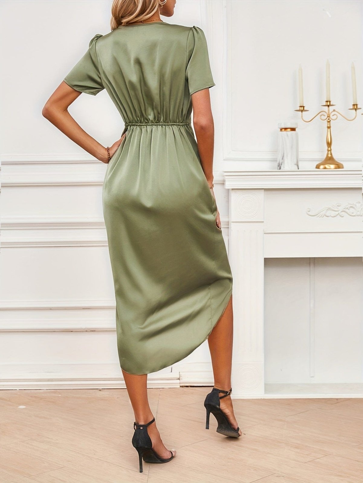 Elegant Satin Wrap Dress