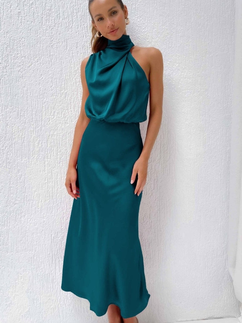 Elegant Silhouette Silk Dress