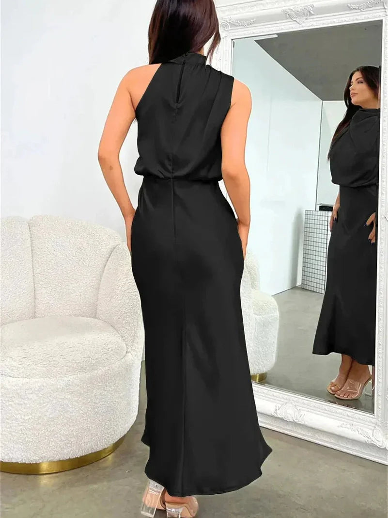 Elegant Silhouette Silk Dress