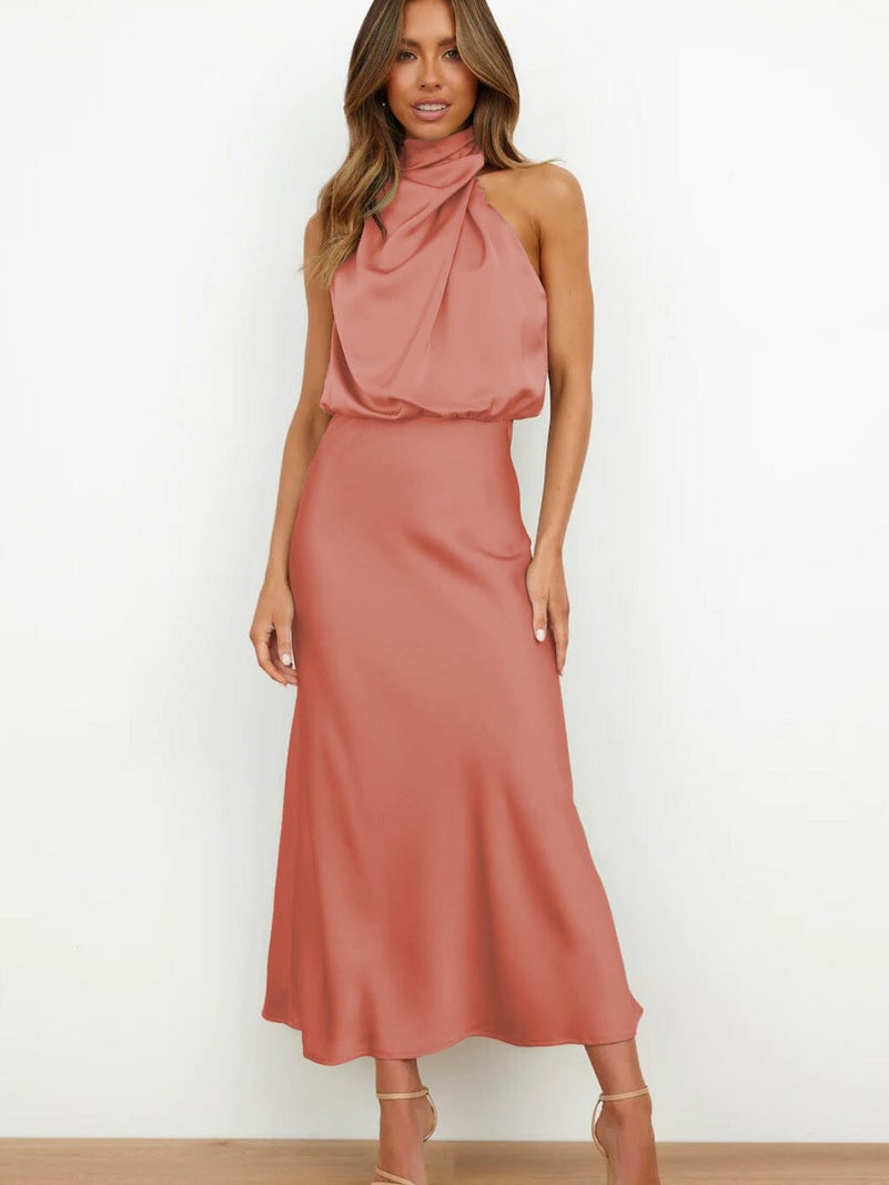 Elegant Silhouette Silk Dress