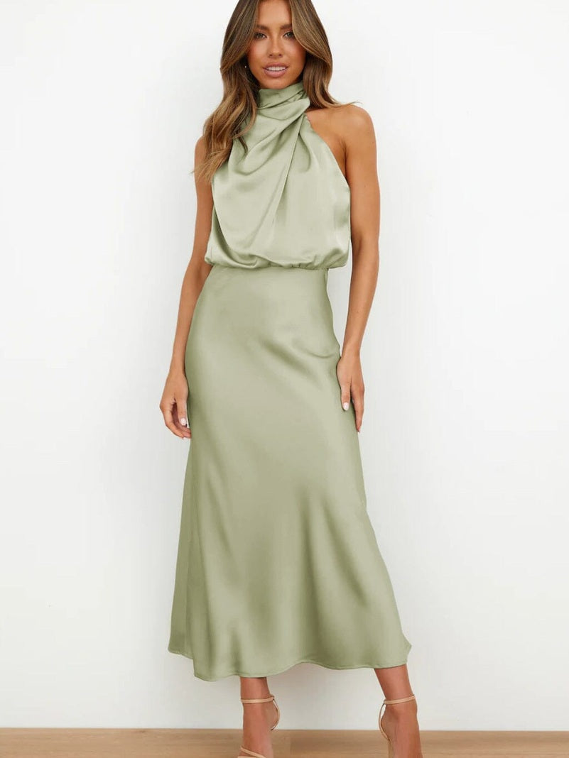Elegant Silhouette Silk Dress