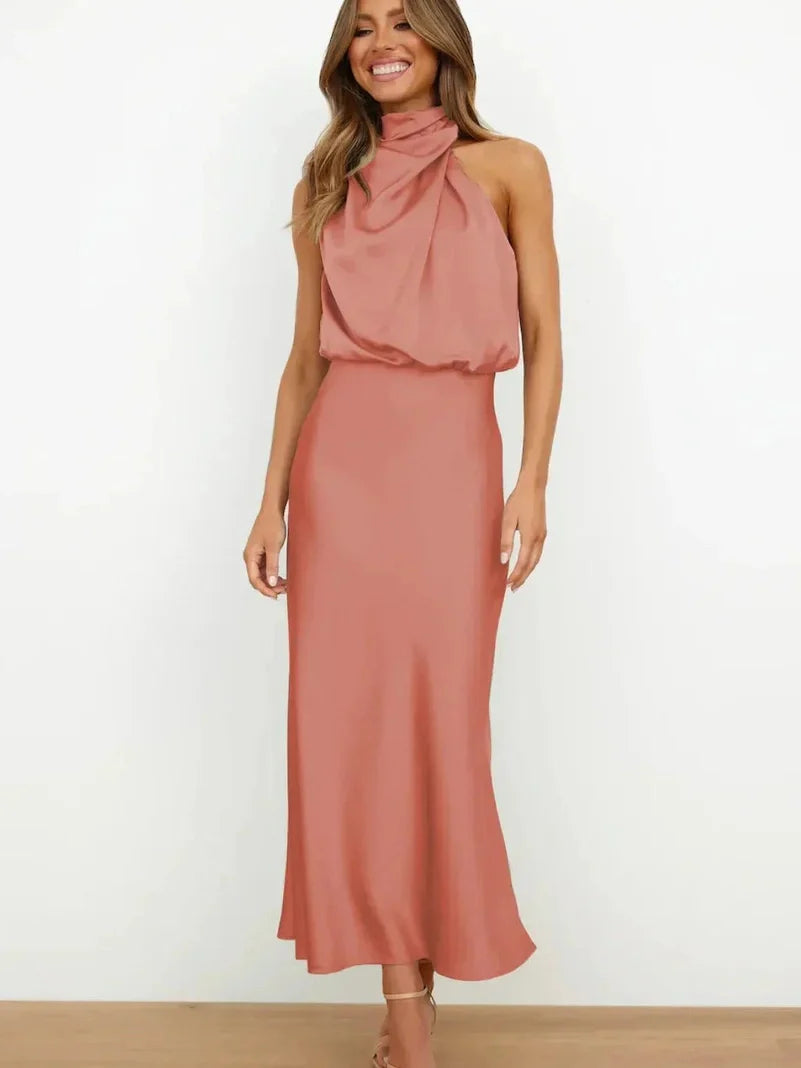 Elegant Silhouette Silk Dress