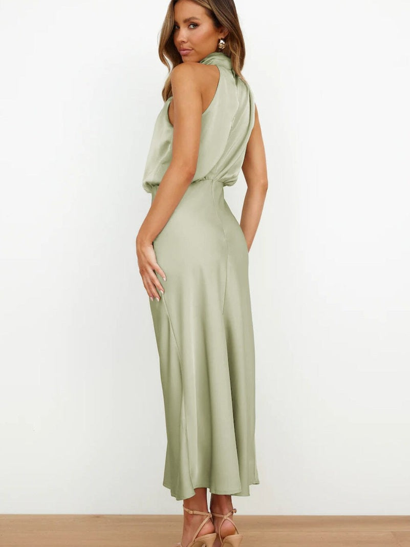 Elegant Silhouette Silk Dress