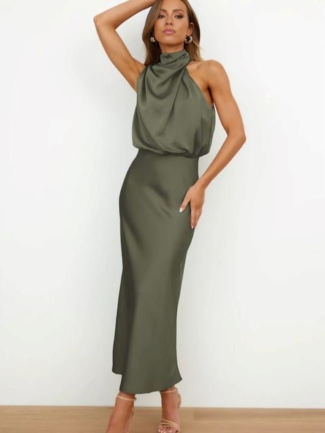 Elegant Silhouette Silk Dress