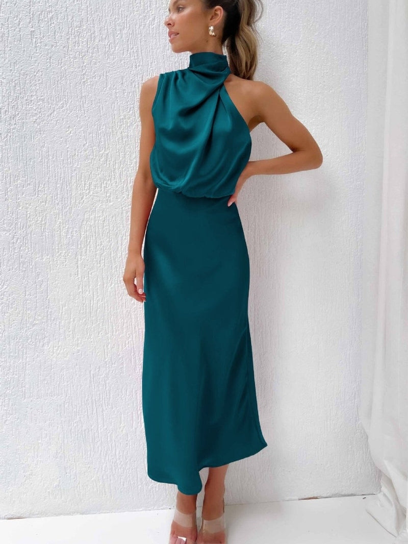 Elegant Silhouette Silk Dress