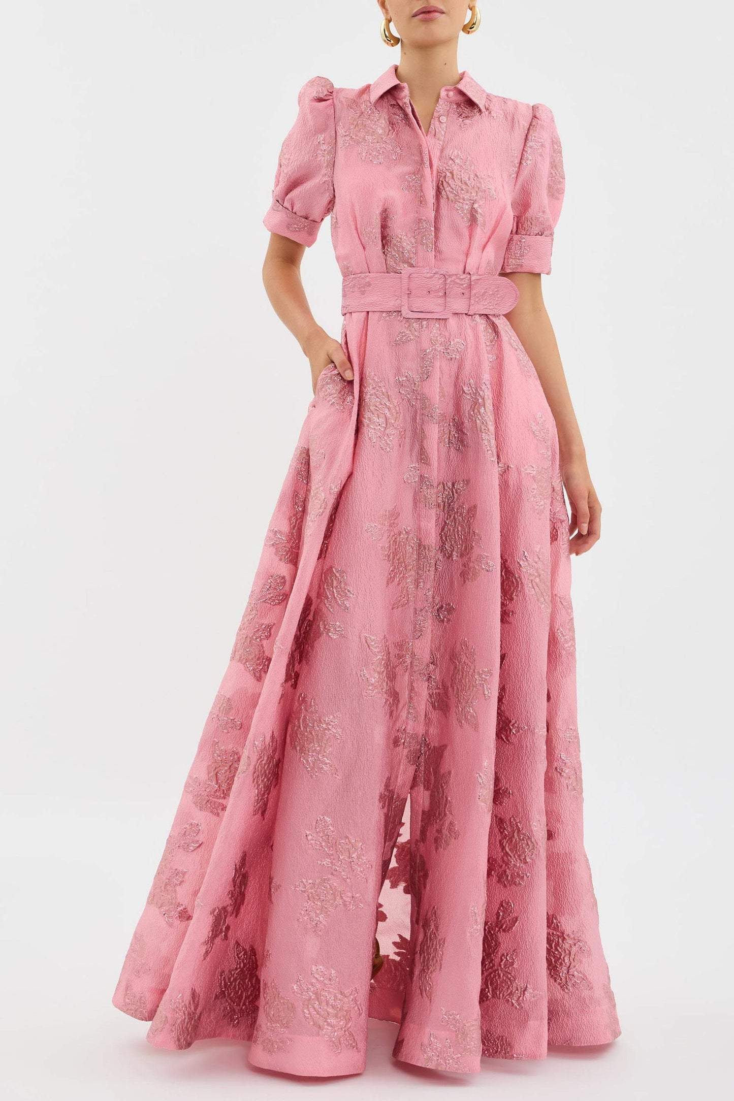 Elegant Belted Floral Maxi Dress