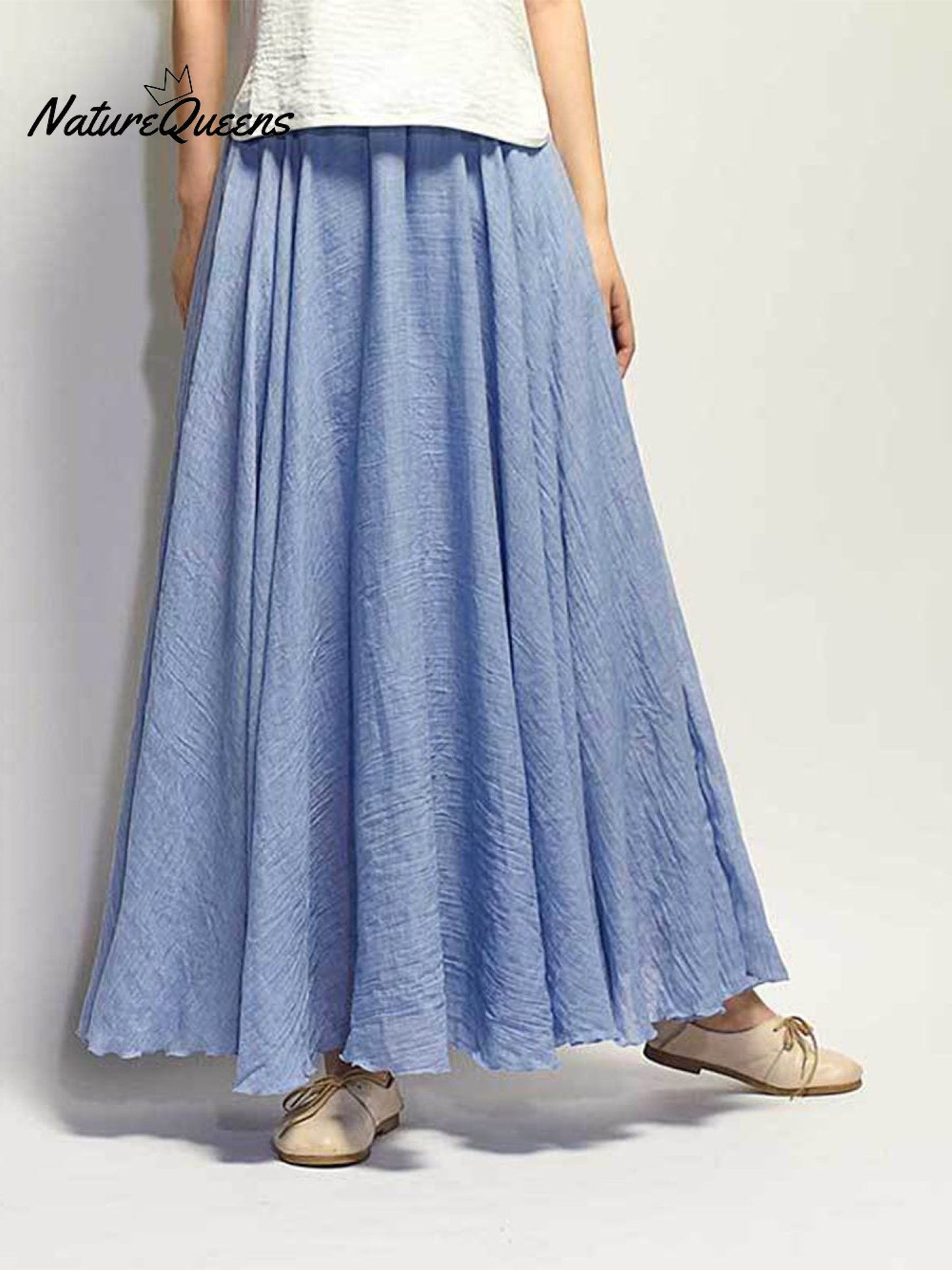 Linen-Comfort Floral Skirt