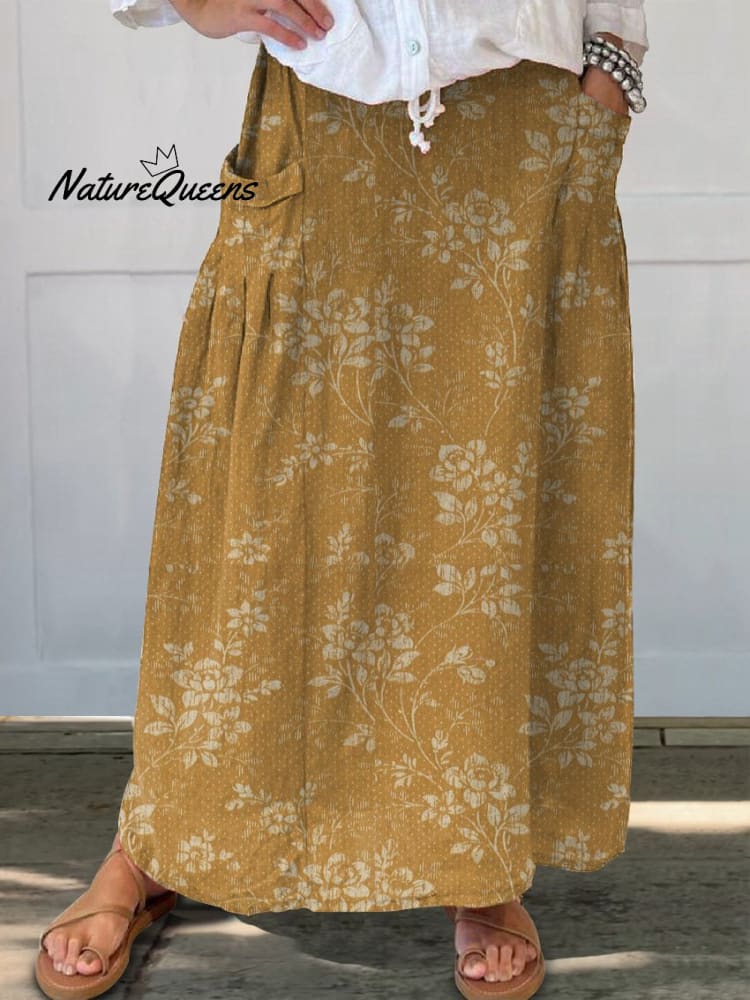 Vintage Floral Pocket Skirt