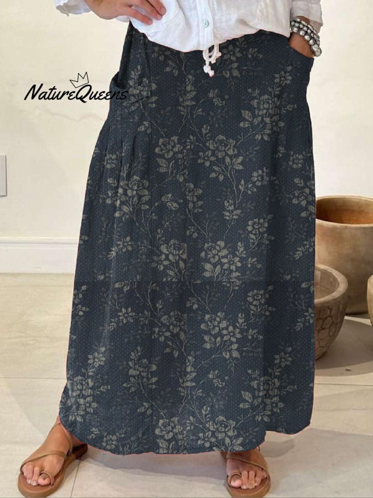 Vintage Floral Pocket Skirt
