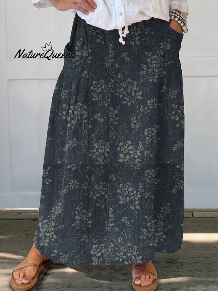 Vintage Floral Pocket Skirt
