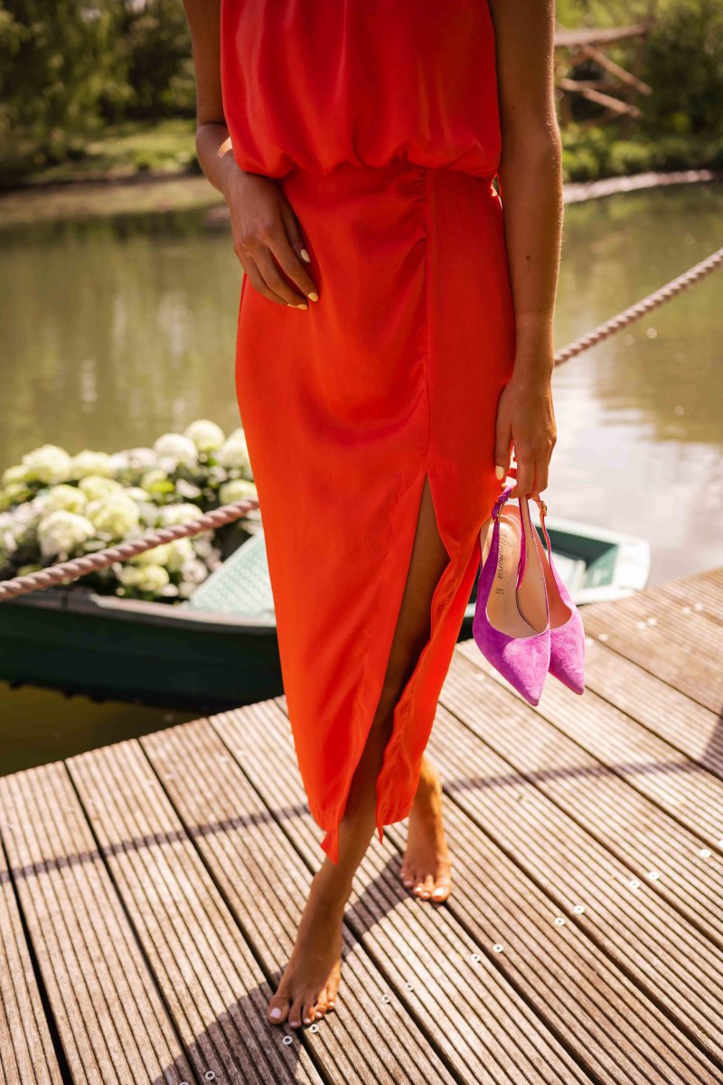 Elegant-Slit Midi Dress