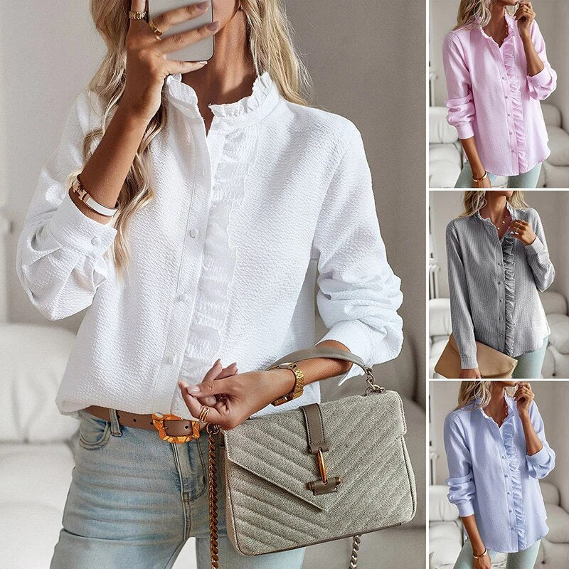 Ruffle-Detail Elegant Shirt
