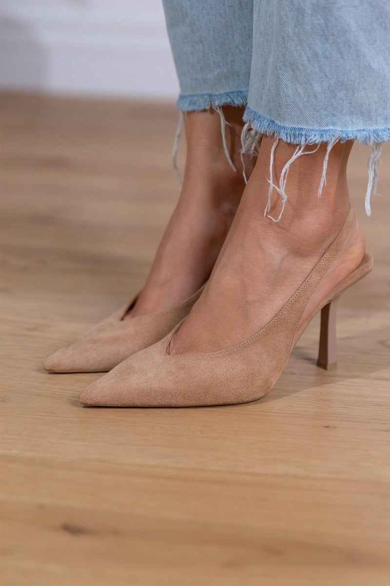 Suede-Elegant Slingback Heels