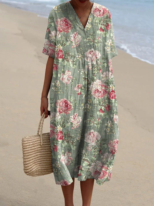 Vintage Rose Dress - Airy Elegance