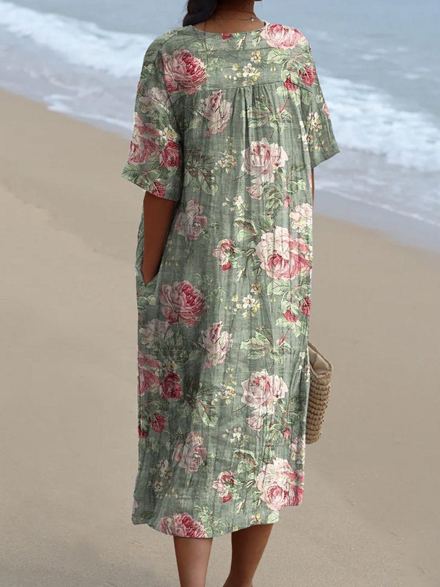 Vintage Rose Dress - Airy Elegance