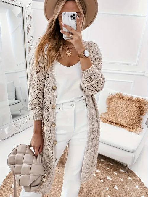 Easy-Care Long V-Neck Cardigan