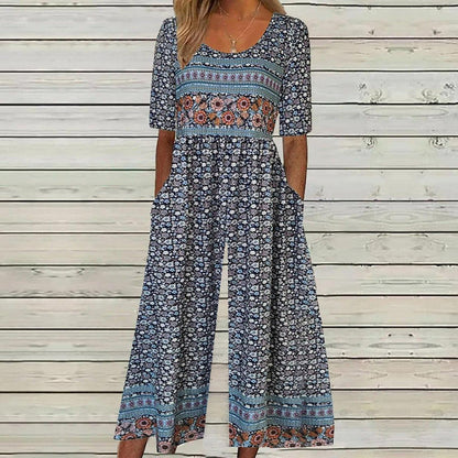 Comfort-Stretch Short-Sleeve Jumpsuit