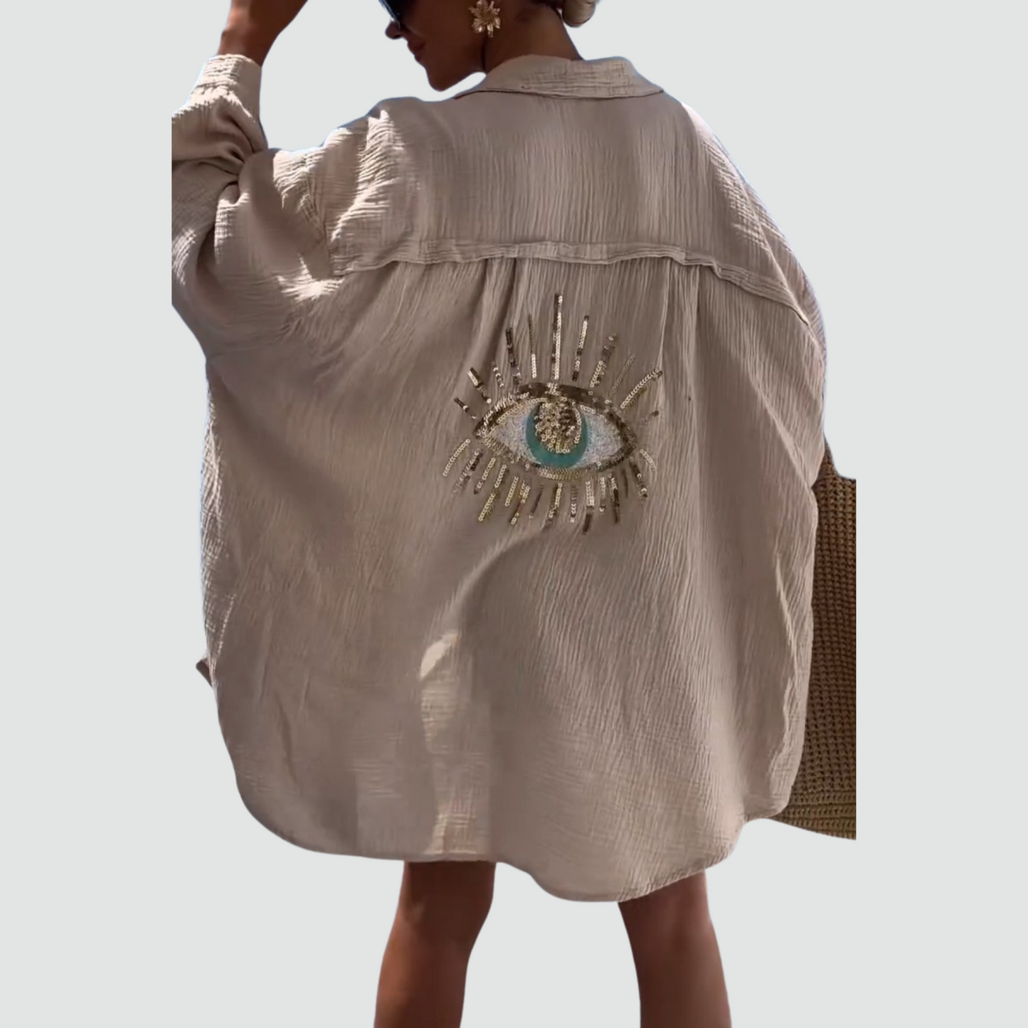 Statement Sequin Eye Oversized Shirt